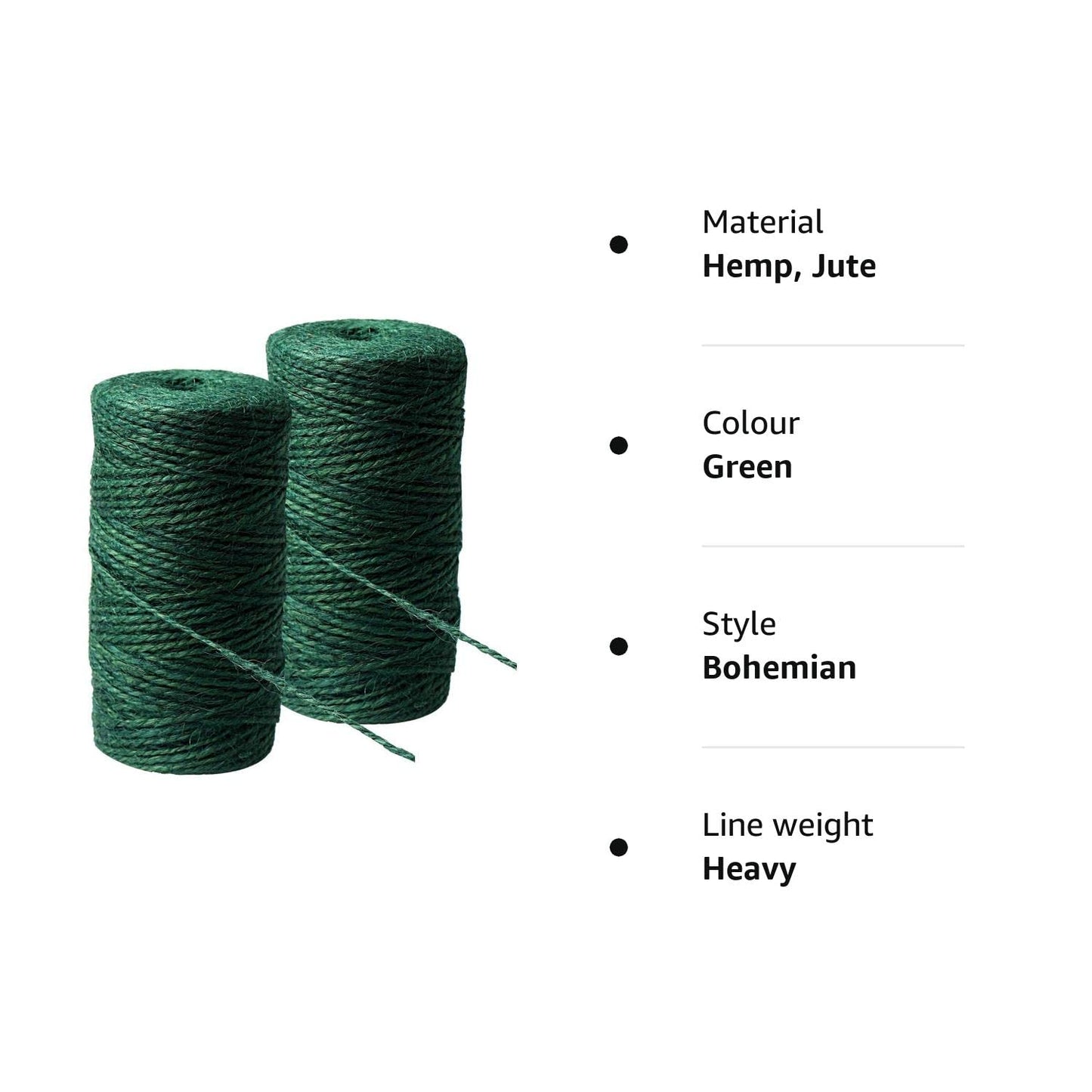 2 Rolls Green Hemp Garden Twine, Garden String Christmas Twine Natural Jute String for Gardening, Arts & Crafts, Total 200m/656ft