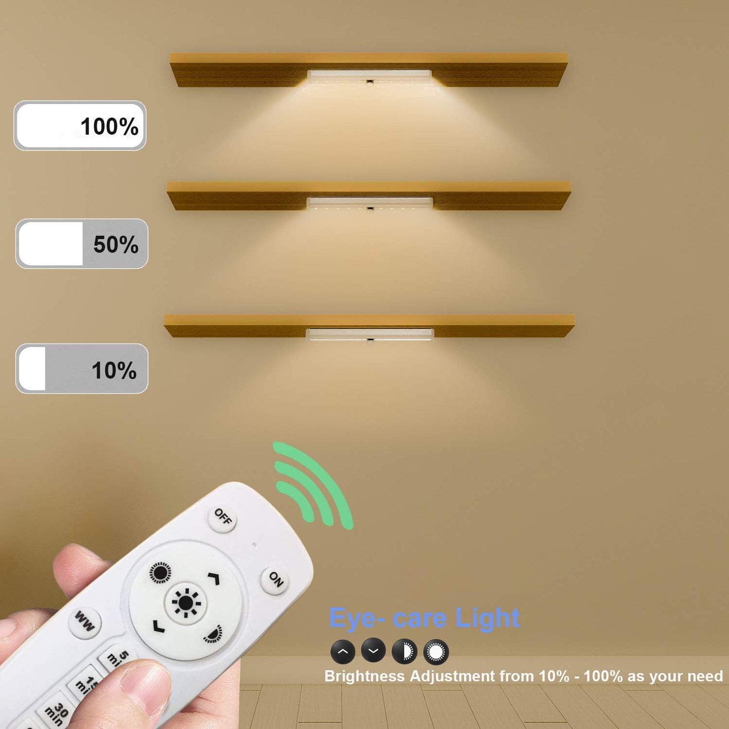 LDOPTO Battery Powered Under Cupboard Kitchen Lights with Remote, Wireless Dimmable Wardrobe Closet Night Light with Timer Touch Switch Stick-on Magnet Strip, Multiple Colors 2 Pack