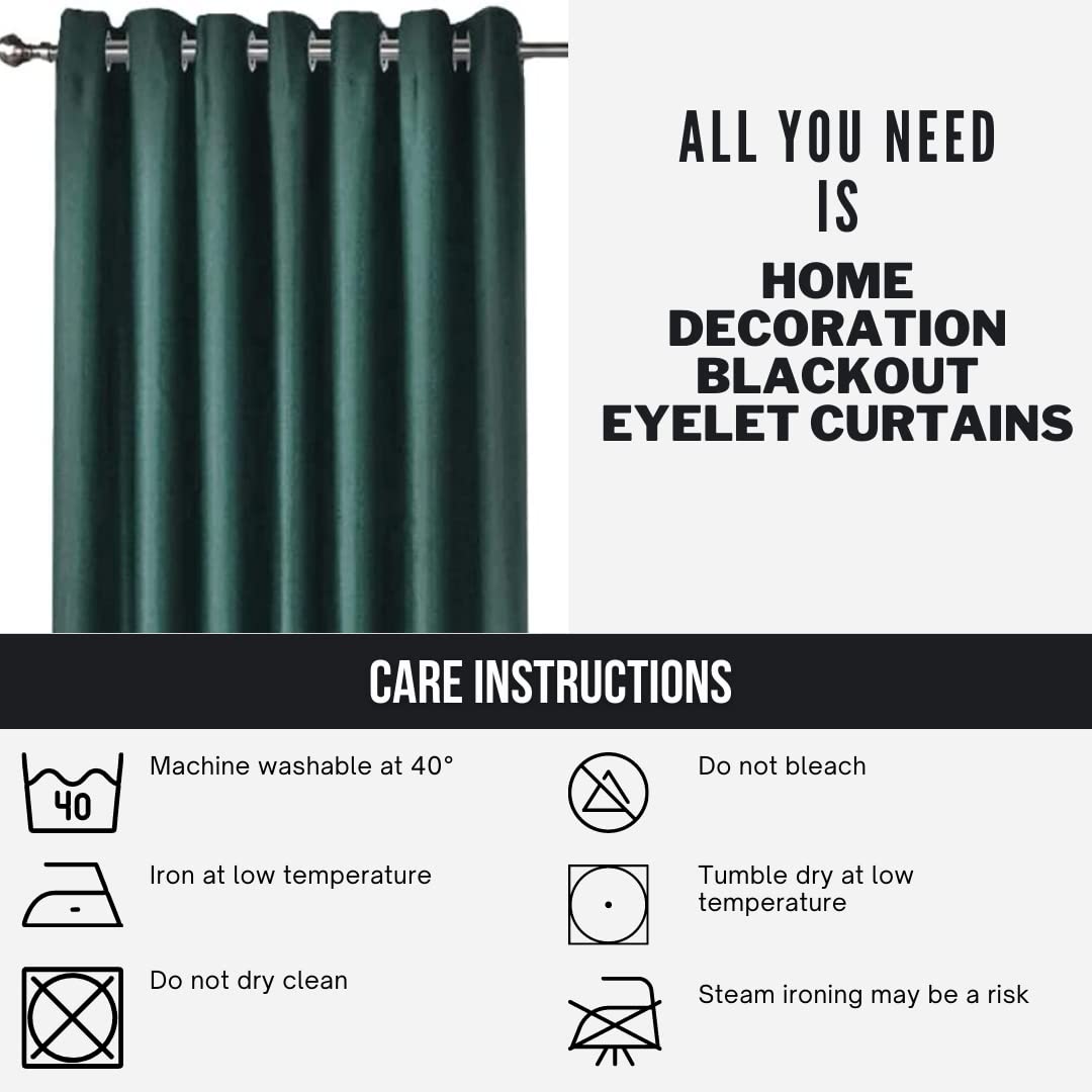 Olivia Rocco Blackout Eyelet Curtains Black Out Thermal Ring Top Curtain Pair Window Treatment Living Room Bedroom, 66" (Width) x 54" (Drop) Emerald Green 66" (Width) x 54" (Drop)