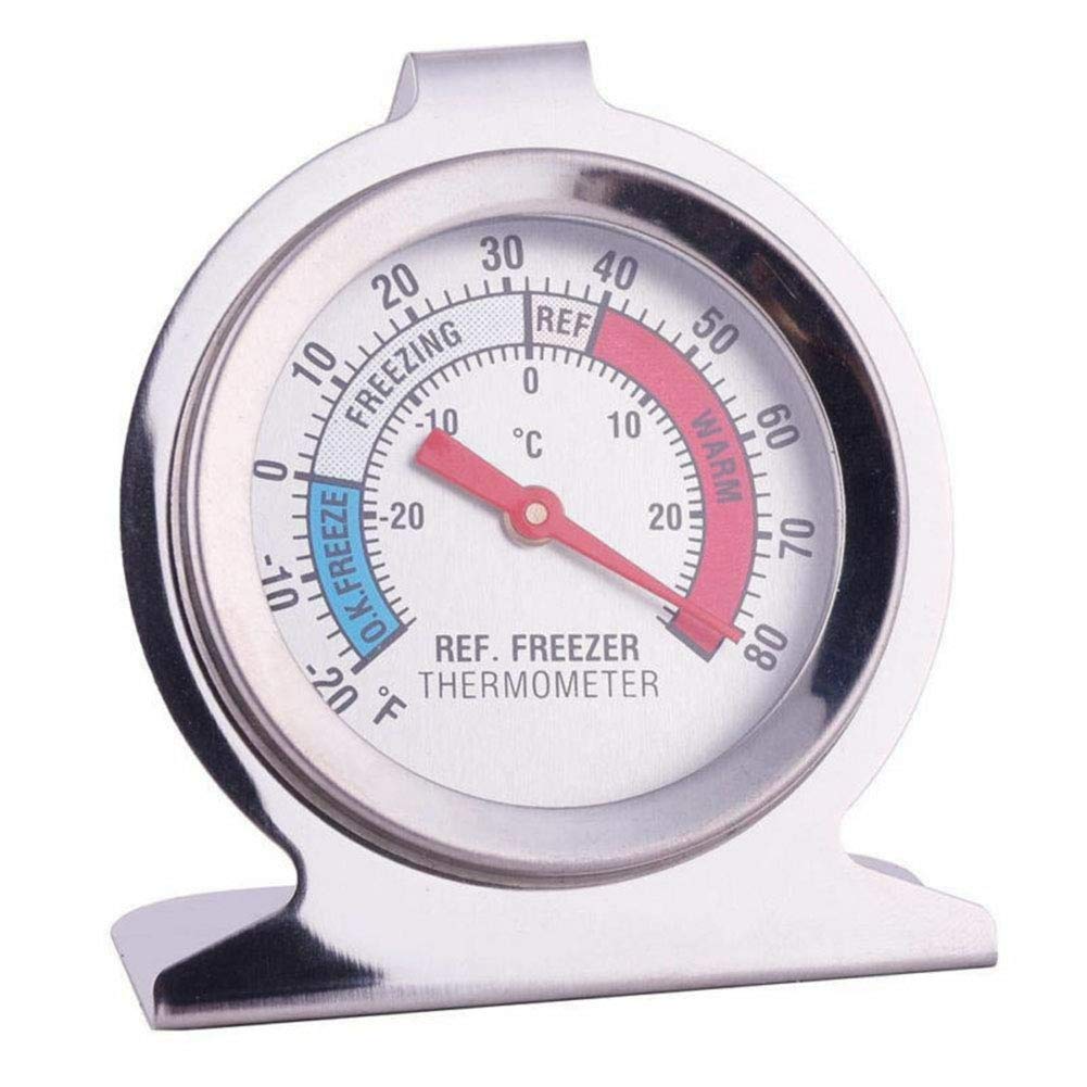 Fridge Thermometer Refrigerator Thermometer,INRIGOROUS Pack of 2 Stainless Steel Dial Fridge/Freezer Thermometer with Hanging Hook and Retractable Stand (Dial Style) Dial Style