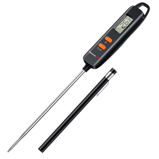 ThermoPro TP516 Digital Meat Thermometer with Probe Tip Cover Instant Read Food Thermometer Cooking Thermometer Perfect for Cooking BBQ Sugar Jam Kitchen Thermometer with 12cm Temperature Probe Matte Black