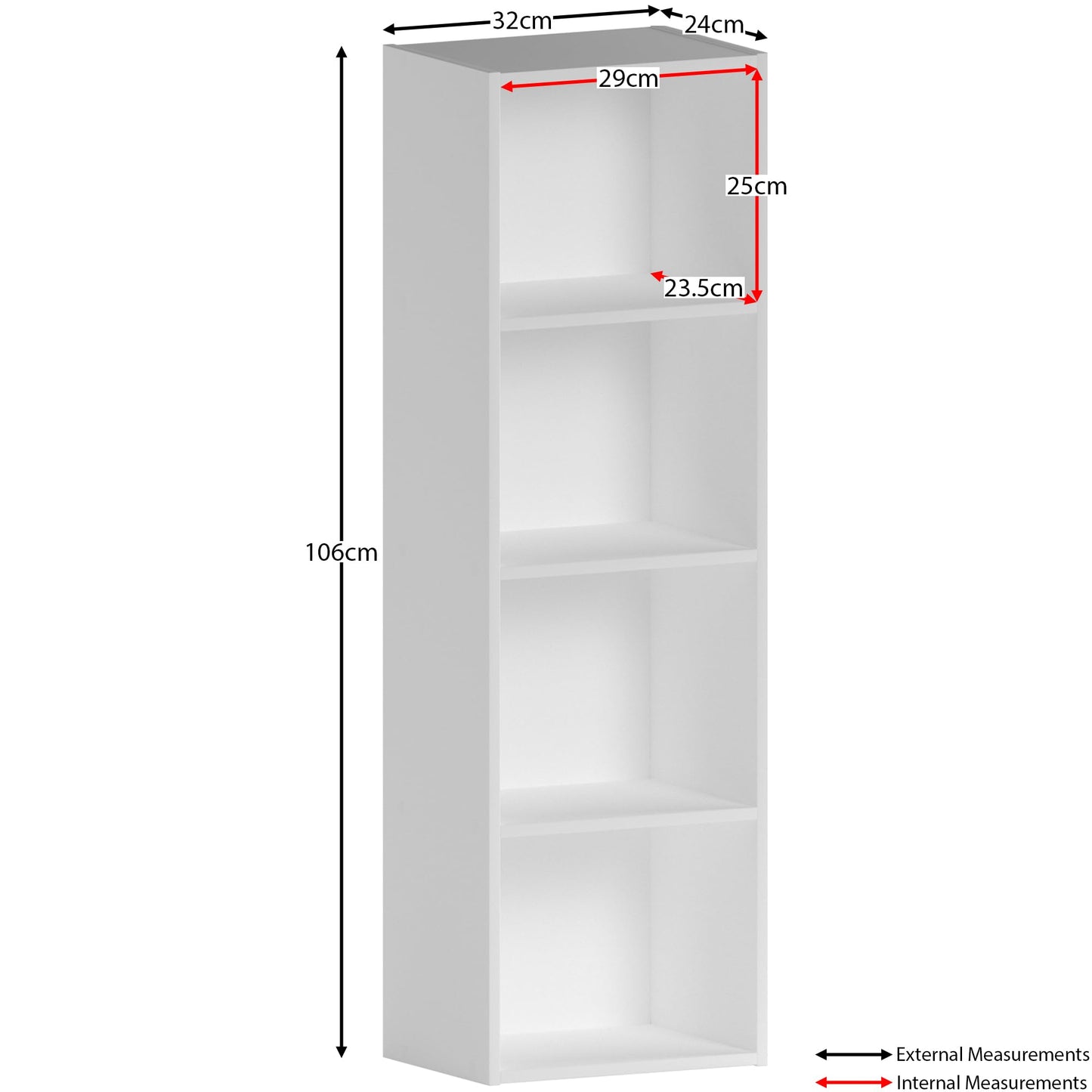 Vida Designs Oxford 4 Tier Cube Bookcase, White Wooden Shelving Display Storage Unit Office Living Room Furniture