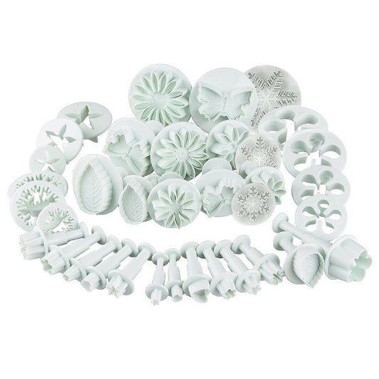 ilauke 36pcs Fondant Cutters Cookie Plunger Cutters Snowflake Flower Leaf Butterfly Shape Icing Modelling Tools for Cake Sugarcraft Decorating 36 New