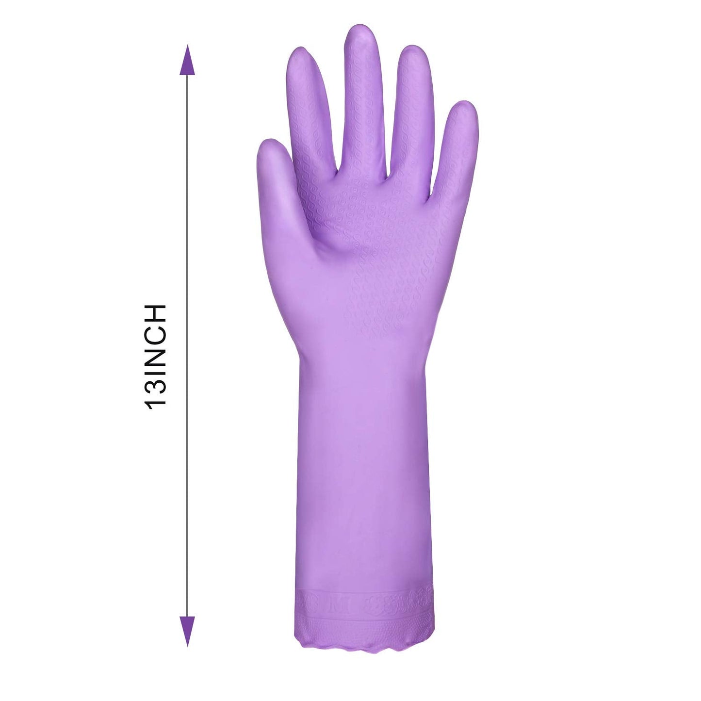 Elgood Reusable Washing up Gloves Latex Free Dishwashing Gloves with Cotton Lining, Non-Slip and Waterproof Cleaning Gloves for Kitchen 2 Pairs (Blue+Purple, M)