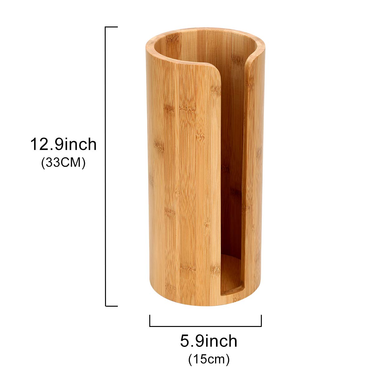 Toilet Roll Holder, Free-Standing Toilet Paper Storage Holder Stand, Round Toilet Paper Loo Roll Holder Stand for Bathroom & Toilets, Bamboo Round - 15(Dia) x 33(H) cm