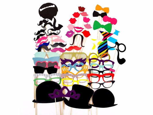 G4GADGET 58 Party Props Photo Booth Moustache Birthday Engagement Wedding Funny