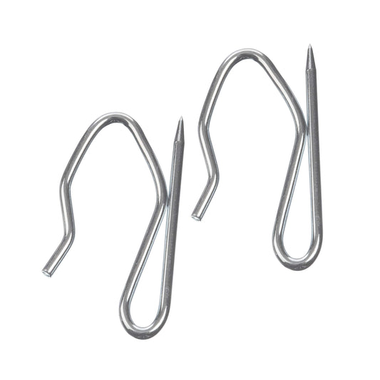 The Bead Shop Heavy Duty Zinc Metal Drapery Pin Hooks (50 Pack) for Pencil Pleat Curtains Pin Hook 34x19mm