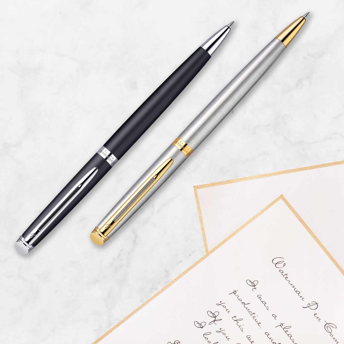 Waterman Hemisphere Ballpoint Pen | Gloss Black with Chrome Trim | Medium Point | Blue Ink | Gift Box Hémisphère