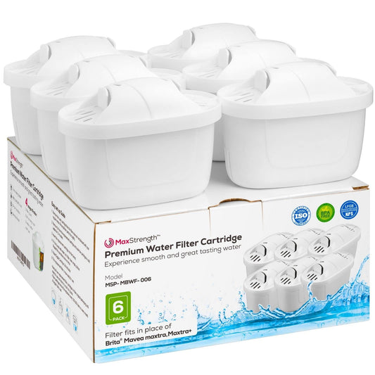 Water Filter Cartridges 6pc Set Fits Brita Maxtra® & XL Jugs by Max Strength Pro, 6 Month Filter Supply, BPA Free, Also Fits Mavea Maxtra, Elemaris, Marella, Aluna Cool, Fjord Cool Plus, Laica Bi-Flux