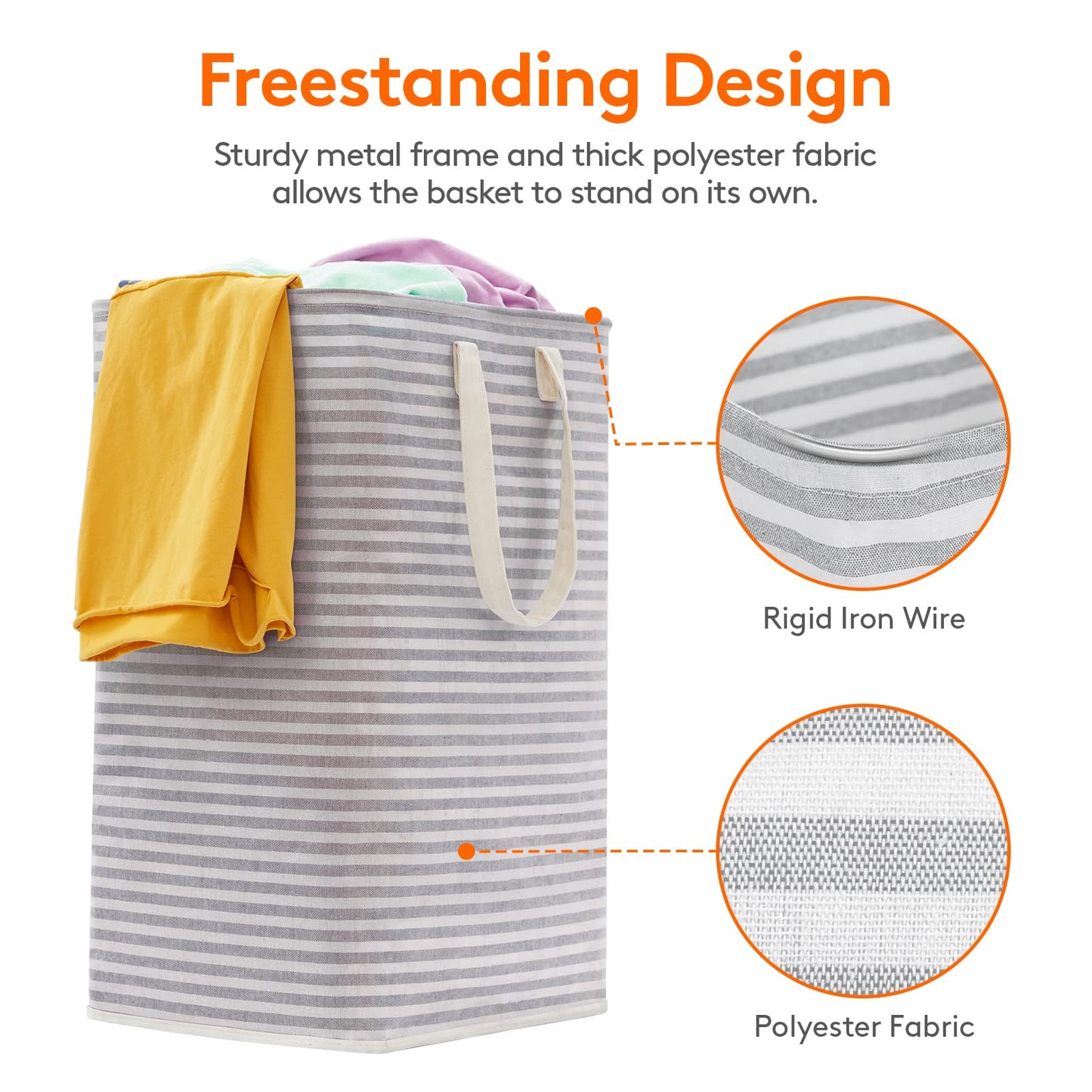 Lifewit 75L Freestanding Laundry Hamper, Collapsible Waterproof Large Laundry Basket with Easy Carry Extended Handles for Clothes, Towels, Toys, Grey, 3 Packs 3x75L