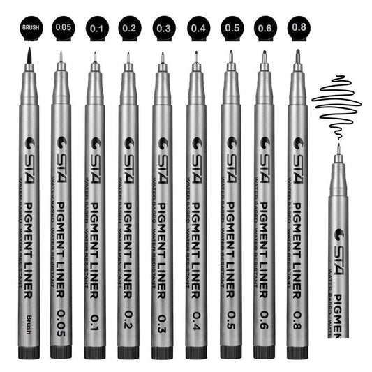 Funnasting Fineliner Pens, Black Pigment Liner Micro Liner Drawing Pens for Sketching Drawing Drafting Office Documents Comic Manga Scrapbooking and School Using