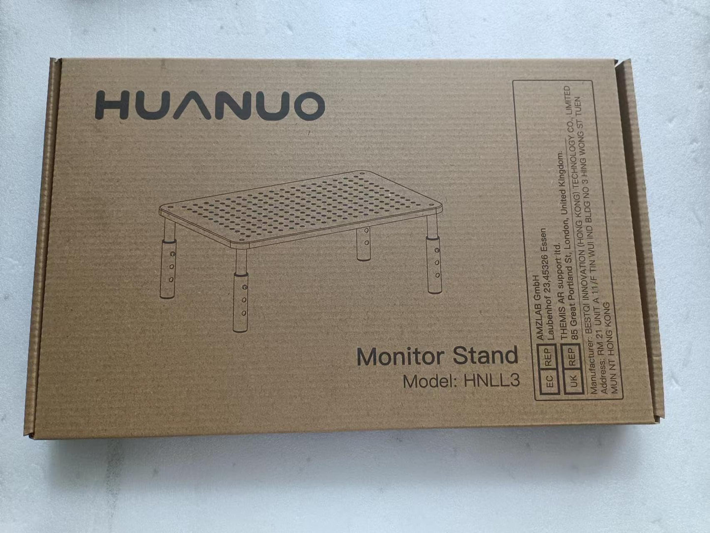 HUANUO Monitor Stand Riser - 3 Height Adjustable Monitor Stand Ergonomic Metal Monitor Riser Stand with Mesh Platform for Laptop, Computer, PC, Printer up to 20KG