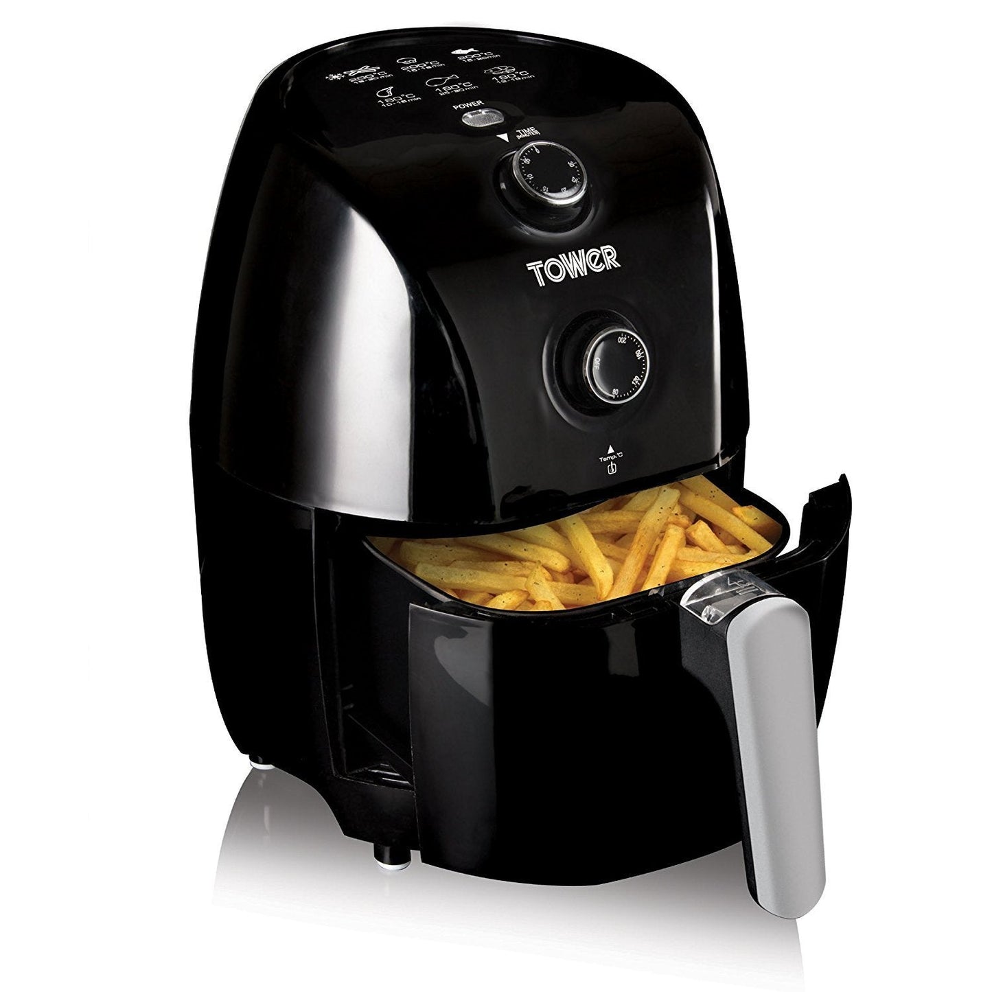 Tower T17025 Vortx Compact Air Fryer with Rapid Air Circulation, 30-Minute Timer, 1.5L, 900W, Black