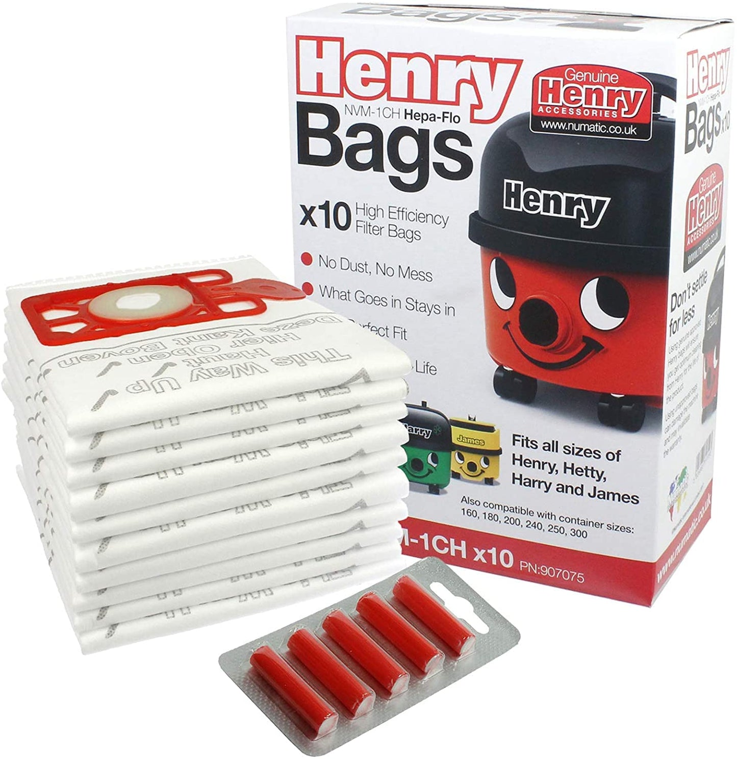 Avern Genuine Henry Hoover Bags Hepa-Flo Numatic NRV Henry Turbo Hetty Vacuum Cleaner Dust Bags (Pack of 10 + 5 Freshener Sticks)