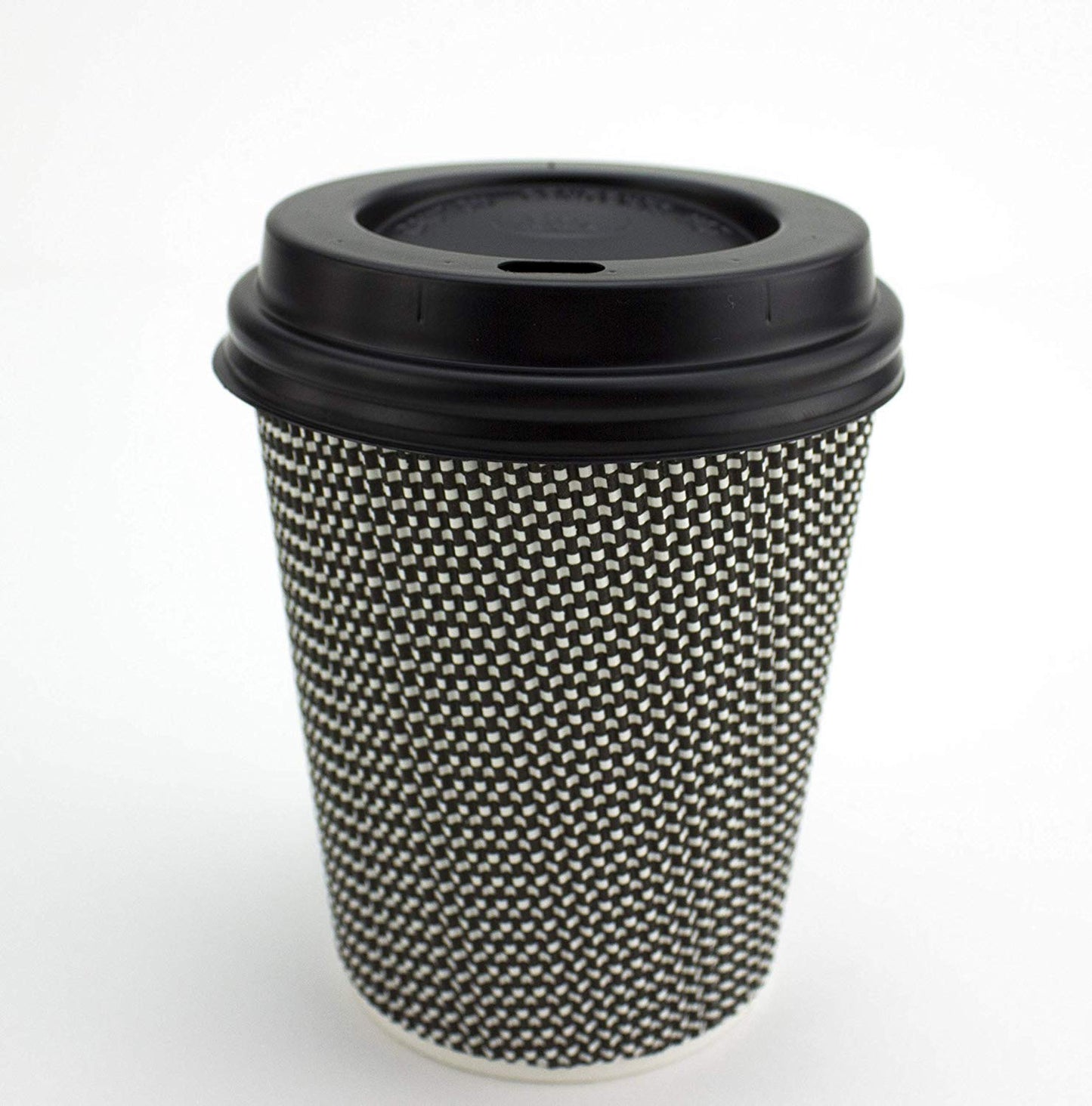 Signature Packaging - Ripple Paper Coffee Cups with Lids - 12oz / 354ml - 50 Pack Mono (Black + White) 12oz - 50Pack