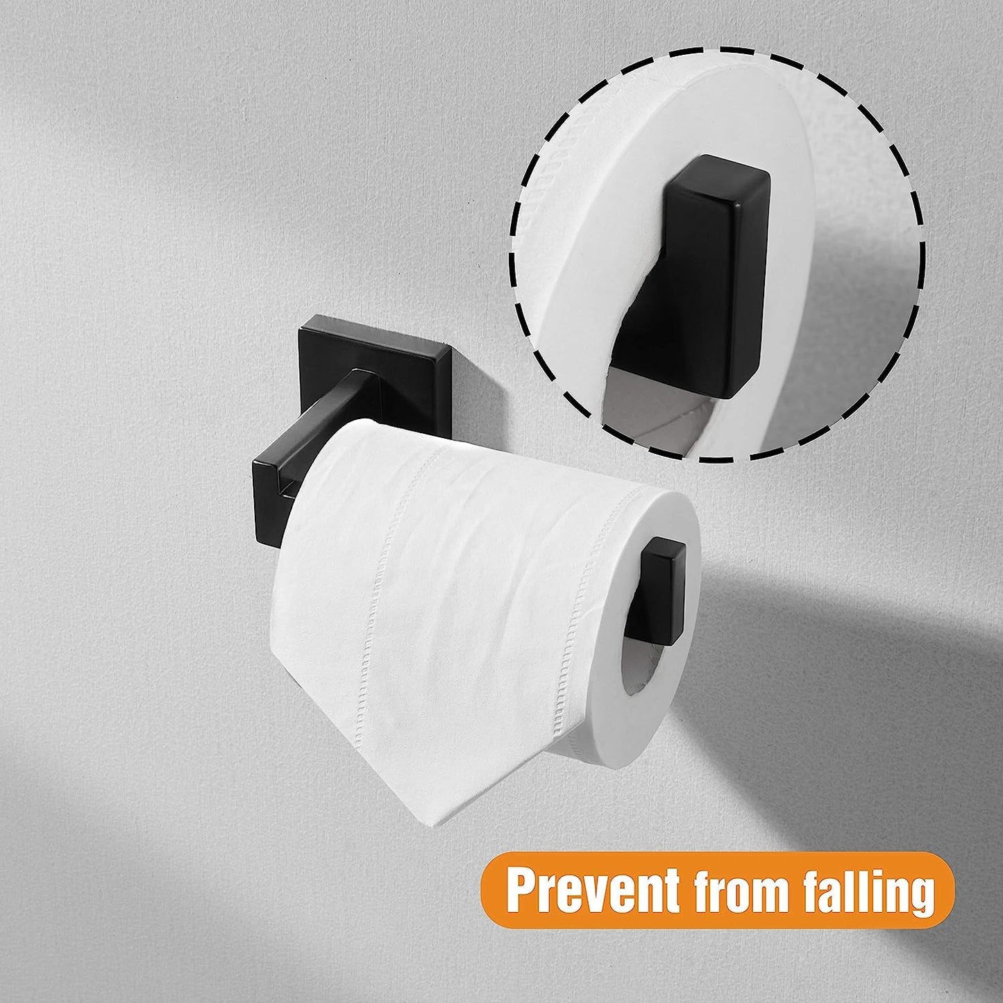 HITSLAM Matte Black Toilet Roll Holder Wall Mounted Premium 304 Stainless Steel Toilet Paper Holder for Bathroom Rustproof Square 1