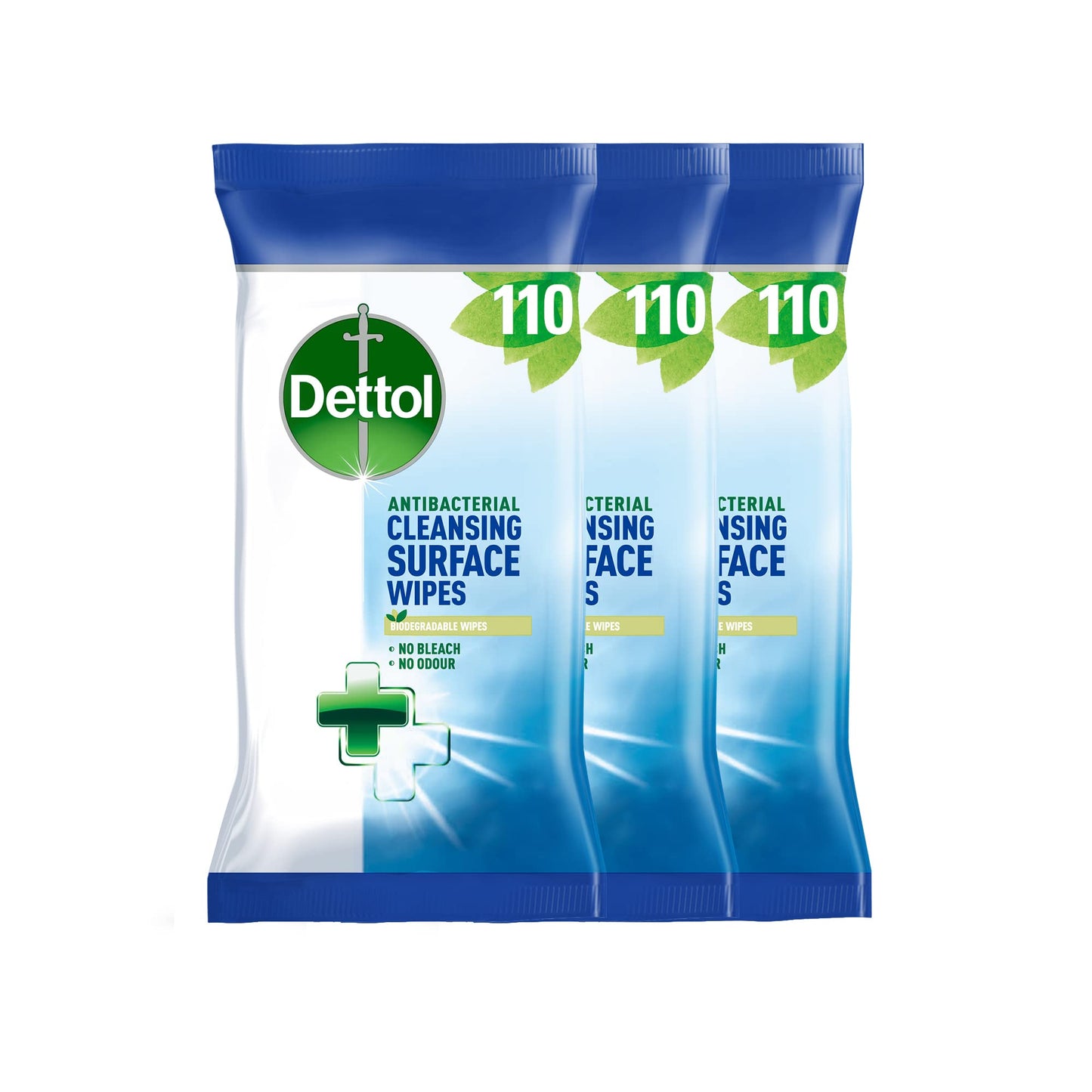 Dettol Antibacterial Biodegradable Surface Cleaning Disinfectant Wipes, 110 x 3 Wipes (Total 330 Wipes) 330 Count