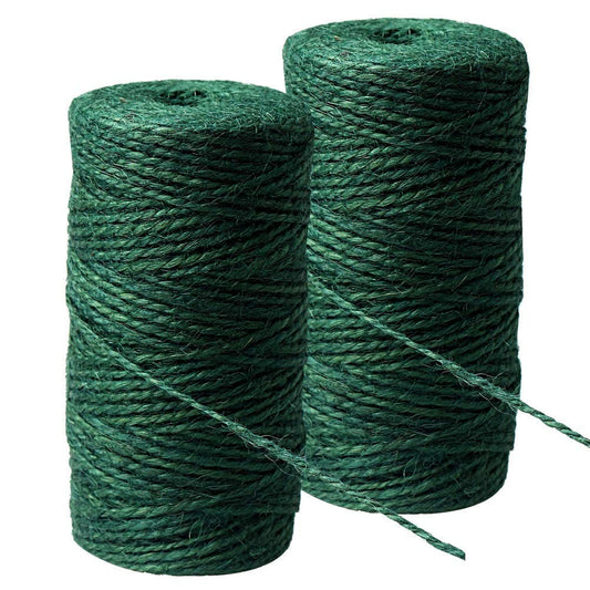 2 Rolls Green Hemp Garden Twine, Garden String Christmas Twine Natural Jute String for Gardening, Arts & Crafts, Total 200m/656ft