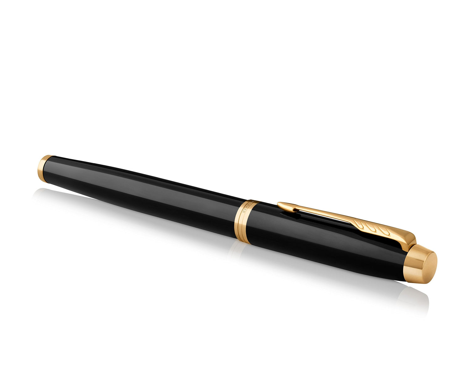 Parker IM Fountain Pen | Black Lacquer with Gold Trim | Medium Nib with Blue Ink Refill | Gift Box Black Lacquer Golden Trim 1 count (Pack of 1)