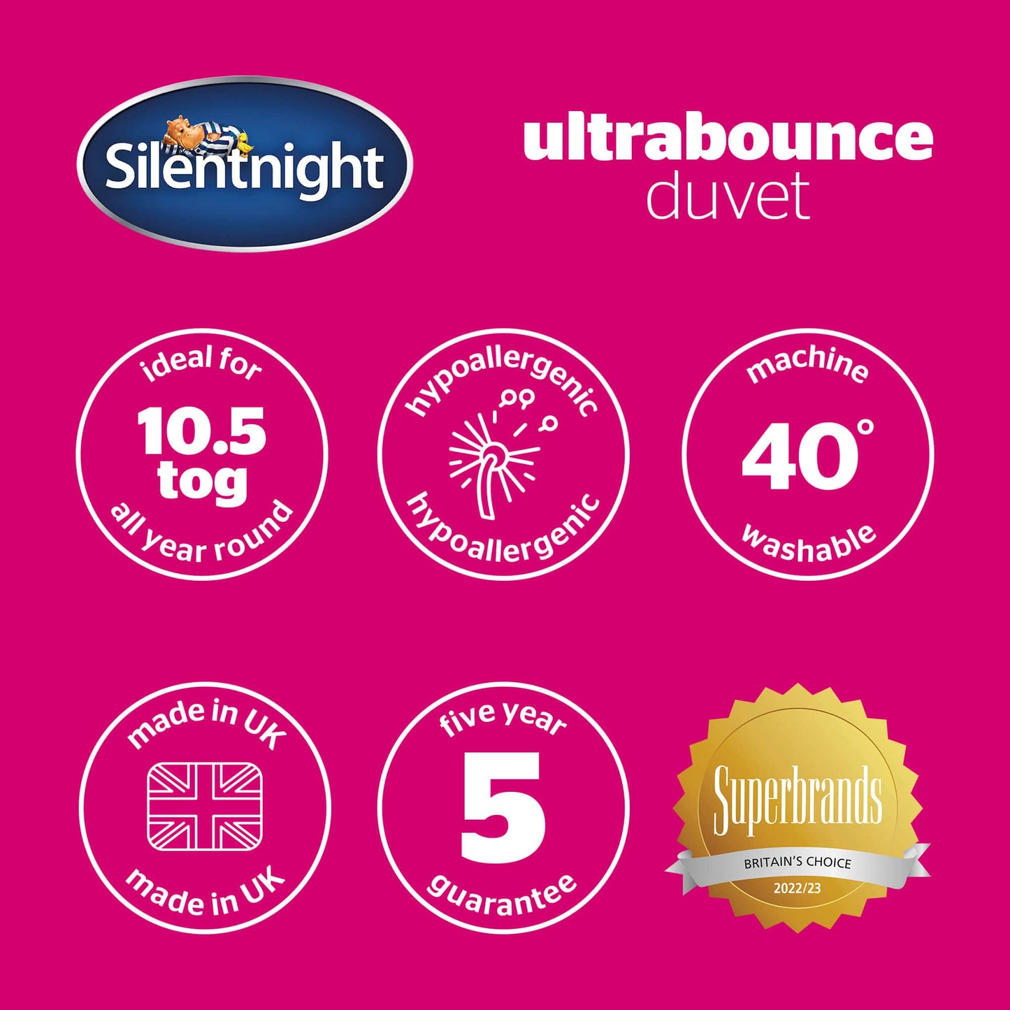 Silentnight Ultrabounce 10.5 Tog King Duvet – All Year Duvet Quilt Ideal for Summer and Winter – Hypoallergenic and Machine Washable – King Size