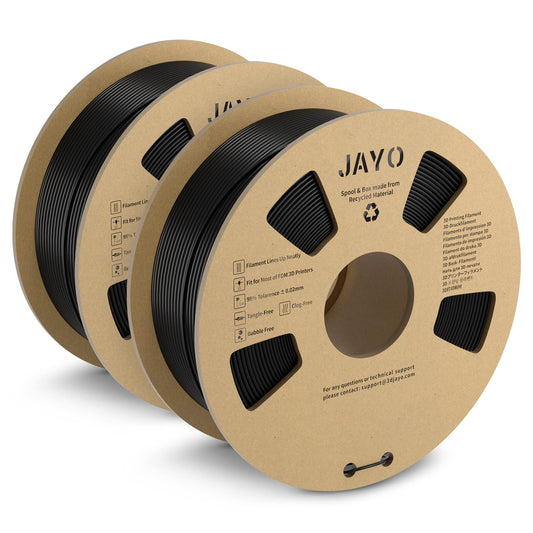 JAYO PLA+ Filament 1.75mm, PLA Plus 3D Printer Filament 2.2KG, Neatly Wound Filament, Toughness PLA+ Filament, Dimensional Accuracy +/- 0.02 mm, 1.1KG Spool, 2 Pack, Total 2.2KG, Black+Black 1.1KG*2 Black+Black