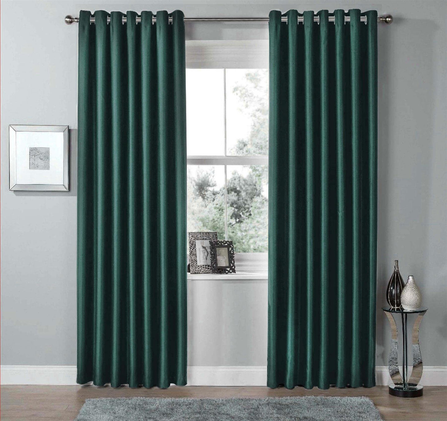 Olivia Rocco Blackout Eyelet Curtains Black Out Thermal Ring Top Curtain Pair Window Treatment Living Room Bedroom, 66" (Width) x 54" (Drop) Emerald Green 66" (Width) x 54" (Drop)