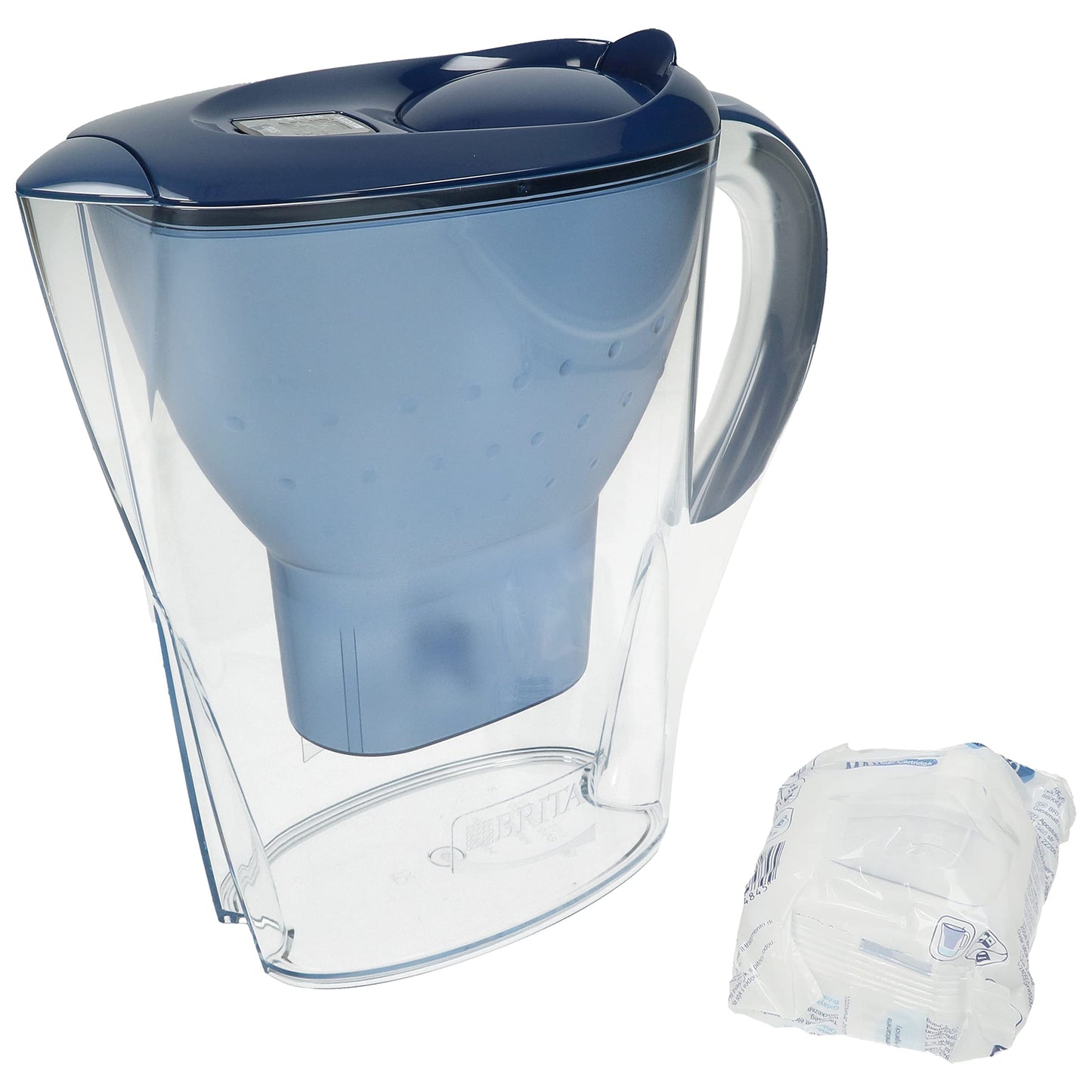 BRITA Marella fridge water filter jug for reduction of chlorine, limescale and impurities, Includes 1 x MAXTRA+ filter cartridges, 2.4L -Blue Maxtra + Blue