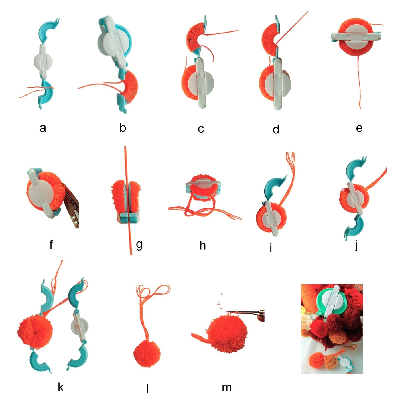 Pompom Maker Kit – 4 Sizes Pom Pom Making Tool Set with Small Scissors, Easy Way to Make Pompoms