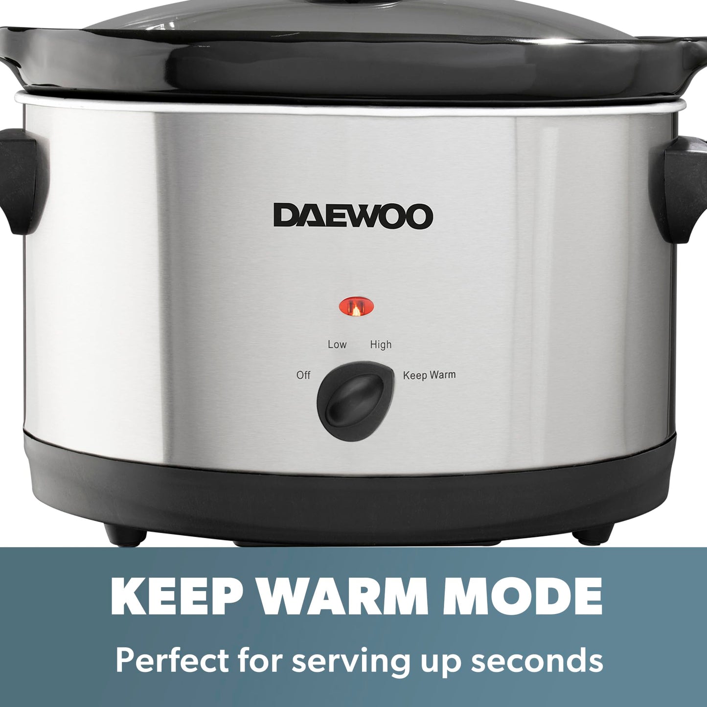 Daewoo SDA1364 Stainless Steel Slow Cooker | 3.5L Capacity Stoneware Pot | Easy to Clean | Dishwasher Safe Pot & Lid | 3 Different Heat Settings | Usage-160W Power, Steel