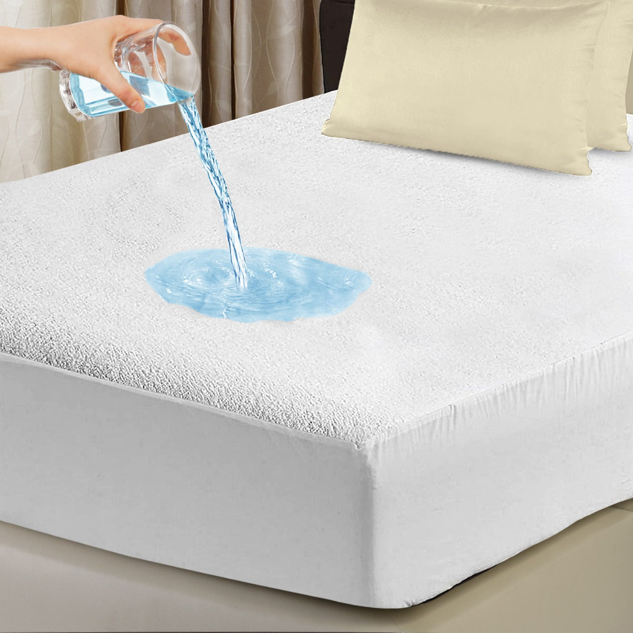 ECOBIZ Double Mattress Protector Waterproof Non-Noisy Double Waterproof Mattress protector Double Bed Mattress Protector Waterproof Double Mattress Protector Fitted Cover Washable Non-allergy Sheet Double (137 x193cm)