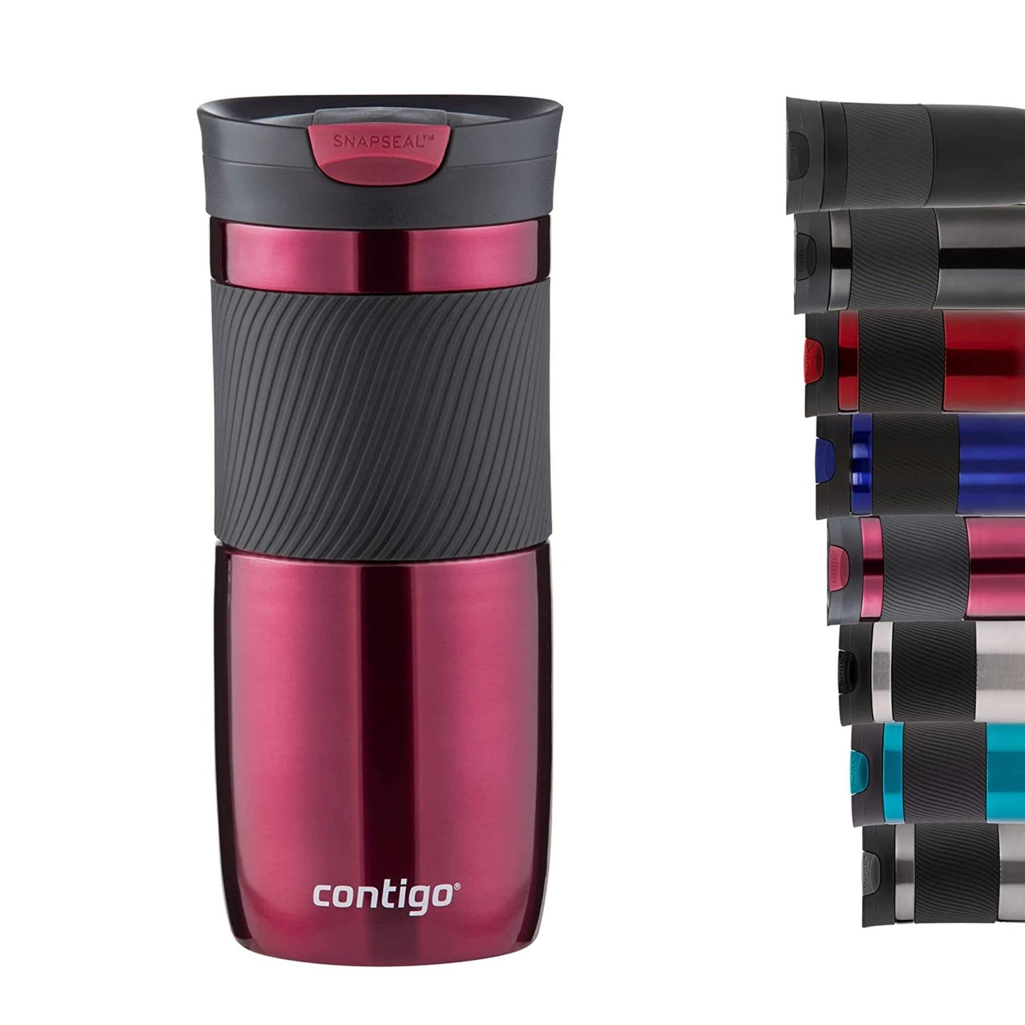 Contigo Byron Snapseal Travel Mug, Stainless Steel Thermal , vacuum flask, leakproof tumbler, coffee mug with BPA free Easy-Clean Lid, 470 ml, Vivacious Macaroon