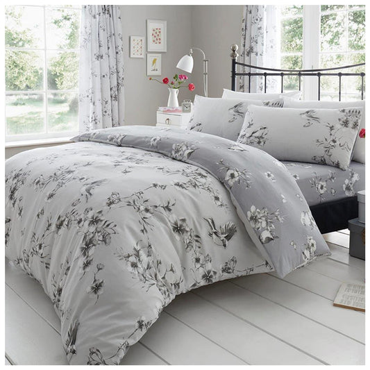 GC GAVENO CAVAILIA Duvet Bedding Set | Flower Comforter Cover & linen | Super King Bed Set| Grey