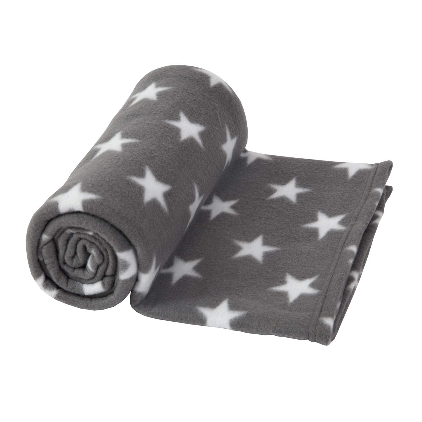 Dreamscene Flannel Fleece Stars Throw Over Bed Warm Soft Blanket Plush for Baby Kids Sofa, 100% Polyester Plush Microfiber Fleece, Silver Grey, 120 x 150cm Grey White Stars