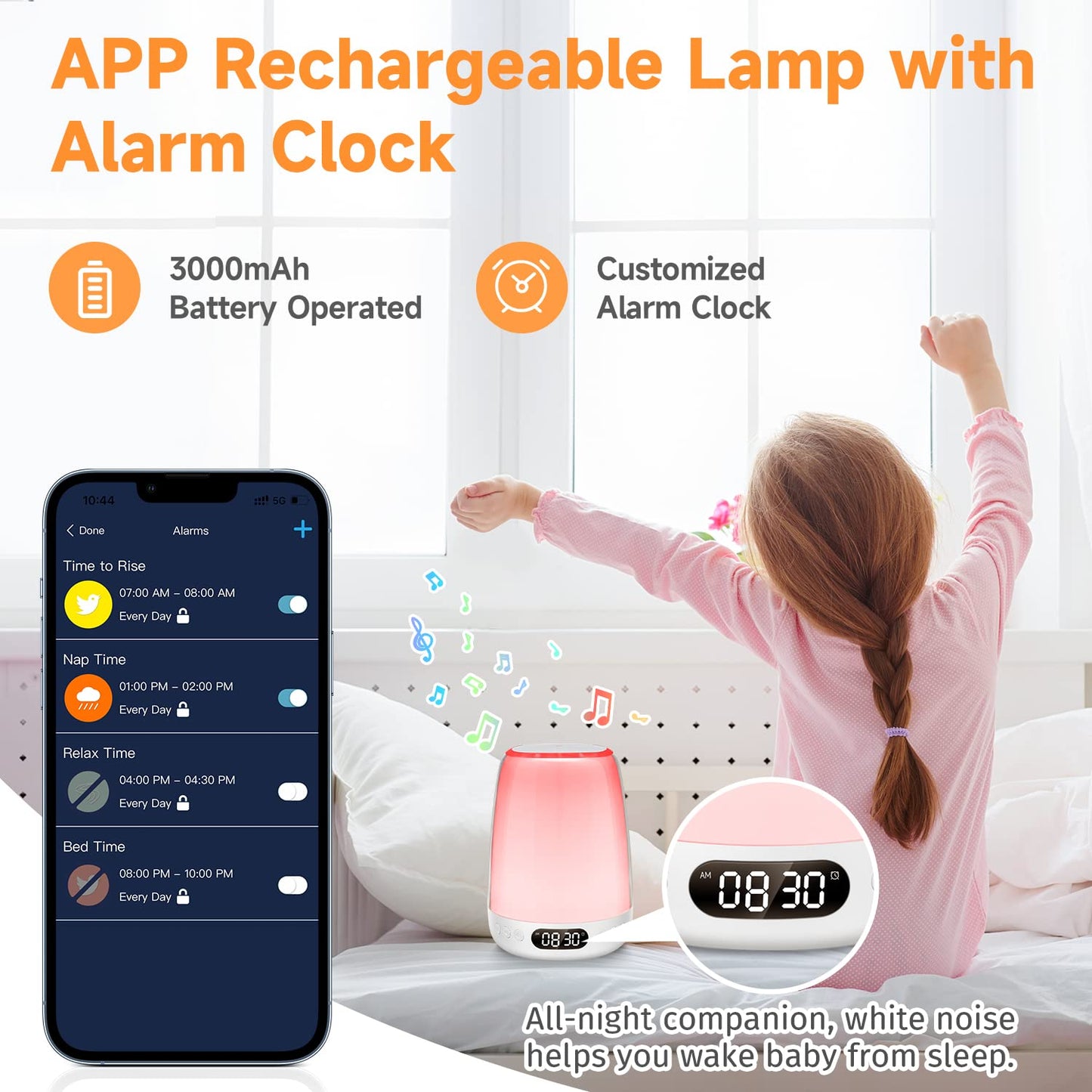 Baby Night Light Kids Night Light, 48 Colors+14 White Noise Night Light Baby Light+APP Touch Light Night Lamp,Dimmable Kids Lamp Night Lamp,3000mAh Baby Night Light Newborn+Timer Night Lights for Kids App Night Light