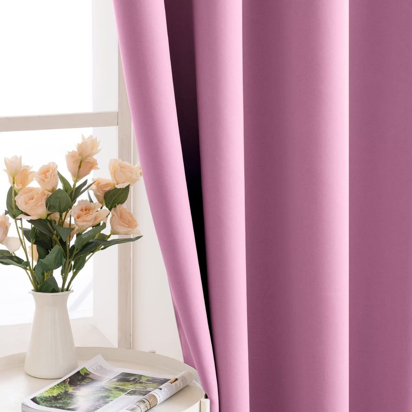 MIULEE Pink Blackout Curtains for Living Room 90-inch Drop 2 Panels Set, Premium Bedroom Black Out Curtains with Eyelet, Thermal Insulated Window Curtains, Room Darkening Curtains, Each 46 x 90 Inch 46"x90" (117x228cm)