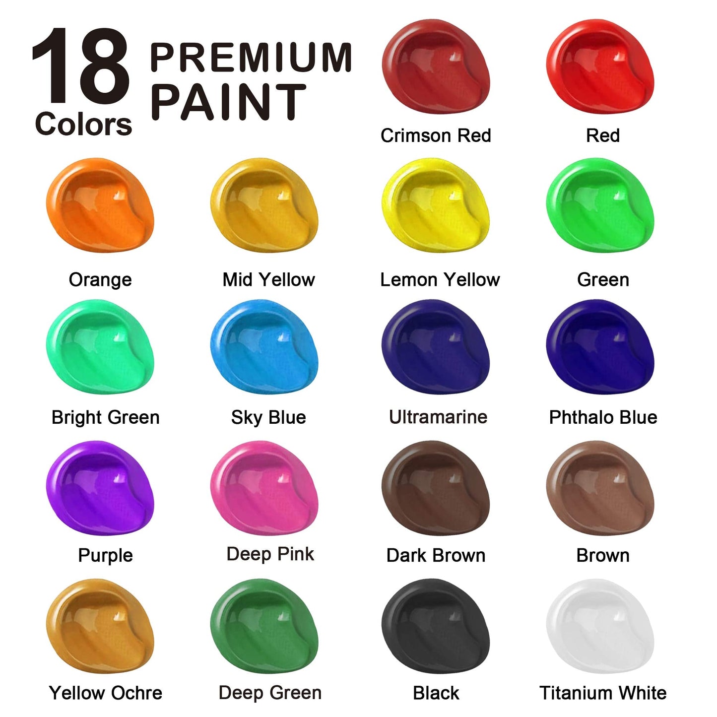 Shuttle Art Acrylic Paint, 18 Colours Acrylic Paint Pouches (120ml/4.06oz), Artist Grade Acrylic Paint Set, Rich Pigments, Non-Toxic for Artists, Beginners and Kids on Rocks Crafts Canvas Wood Ceramic 120 ml (Pack of 18)