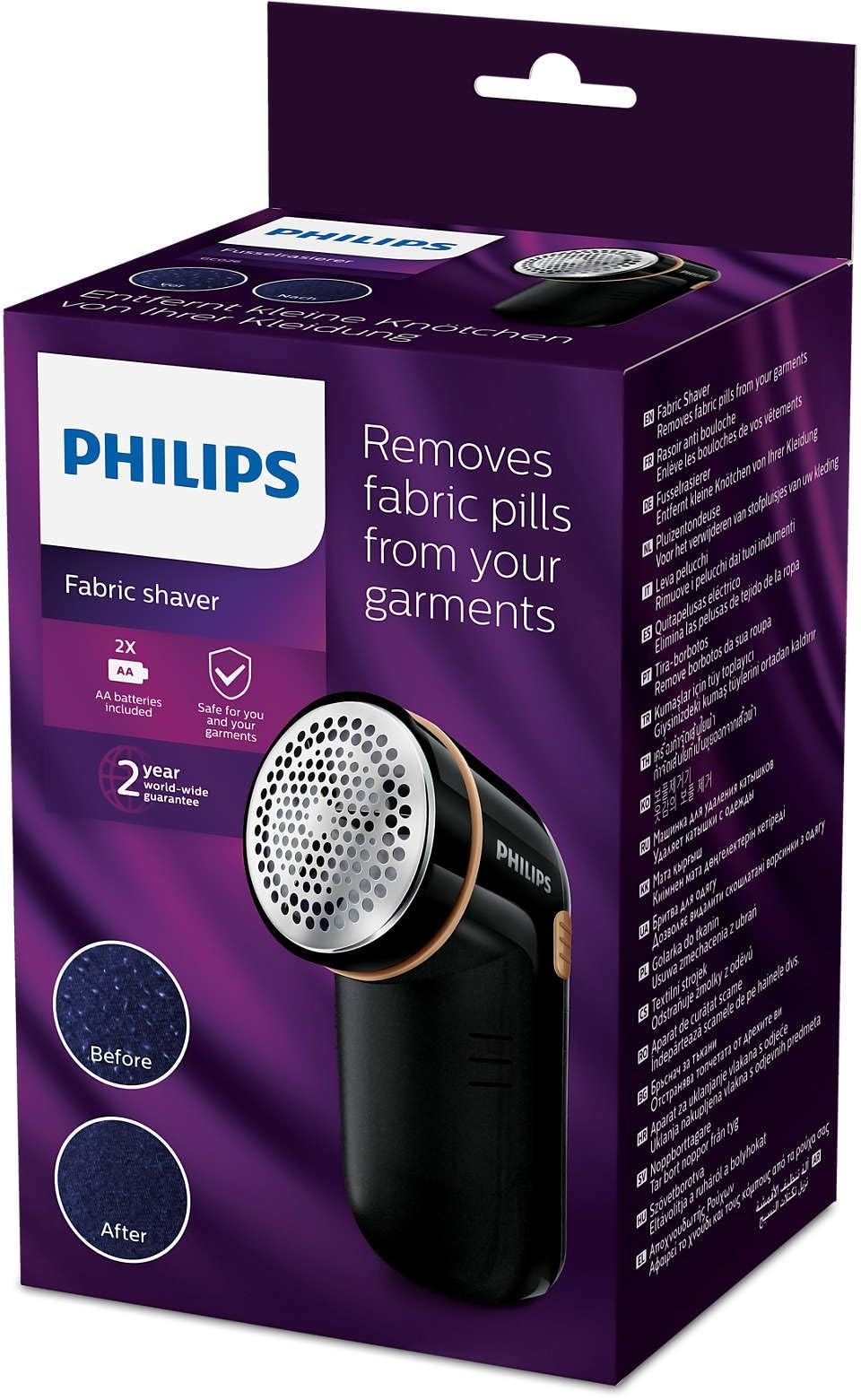 PHILIPS Fabric Shaver, Black, Pack of 1 Battery Operated Black-gold