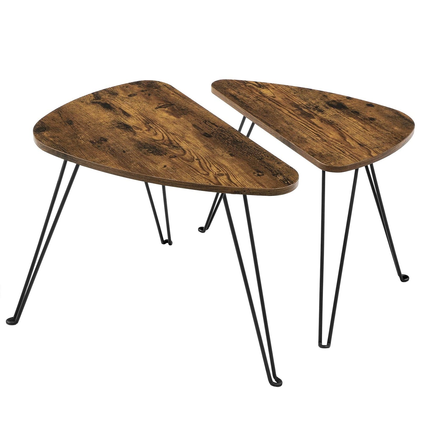 VASAGLE Set of 2 Side Tables, Nesting Tables, End Tables, for Living Room, Dining Room, Bedroom, Industrial Style, Rustic Brown and Black LNT012B01