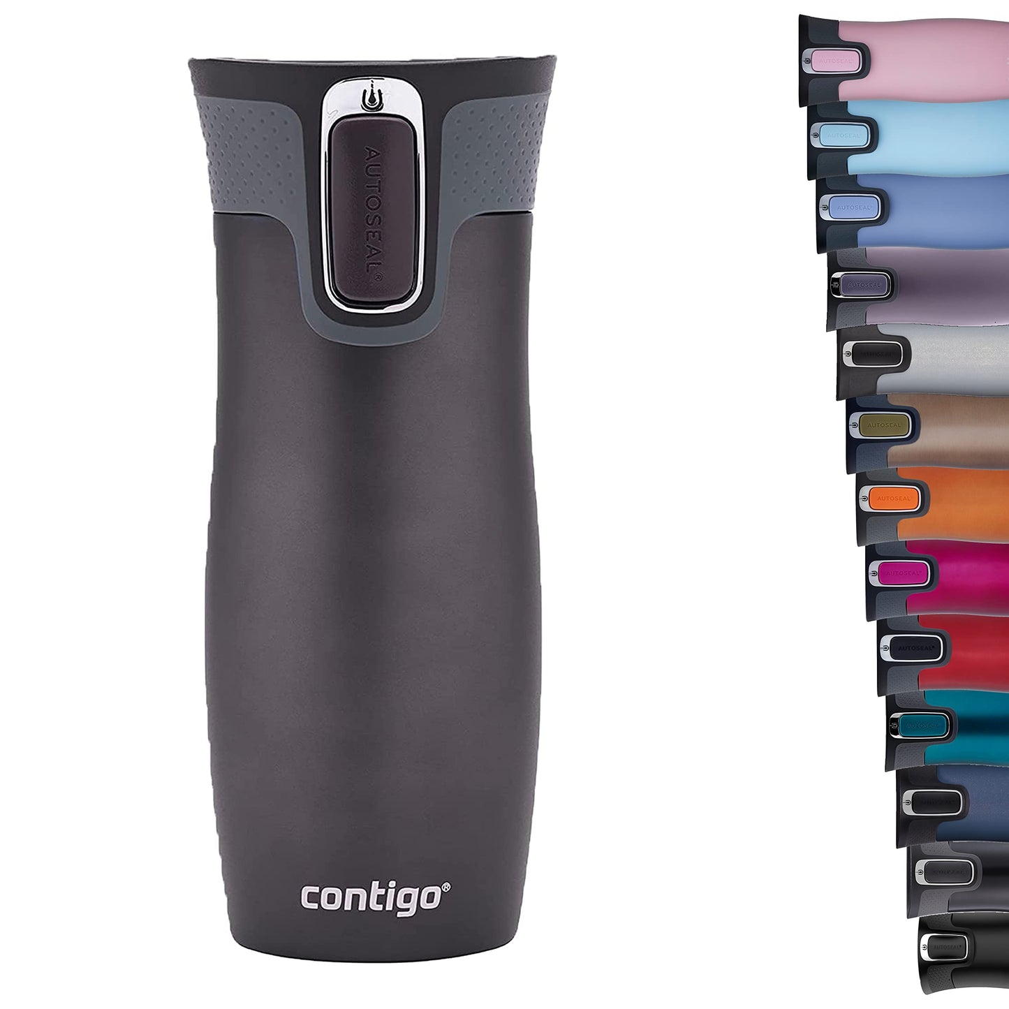 Contigo West Loop Autoseal Travel Mug, Stainless Steel Thermal Mug, Vacuum Flask, Leakproof Tumbler, Coffee Mug with BPA-free Easy-Clean Lid Gunmetal