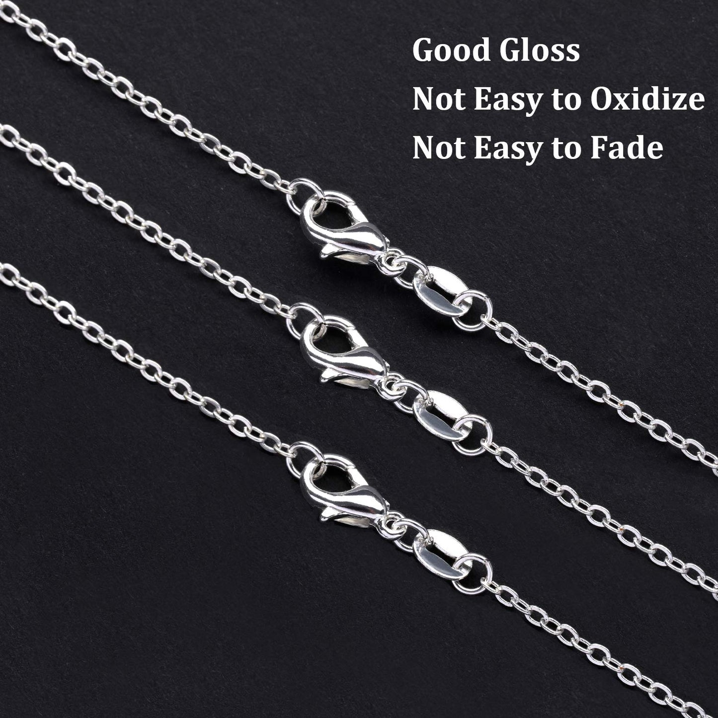 50 Pack Necklace Chains Bulk Silver Plated Cable Chain Pack for Jewellery Making 18 Inches 18 Inch