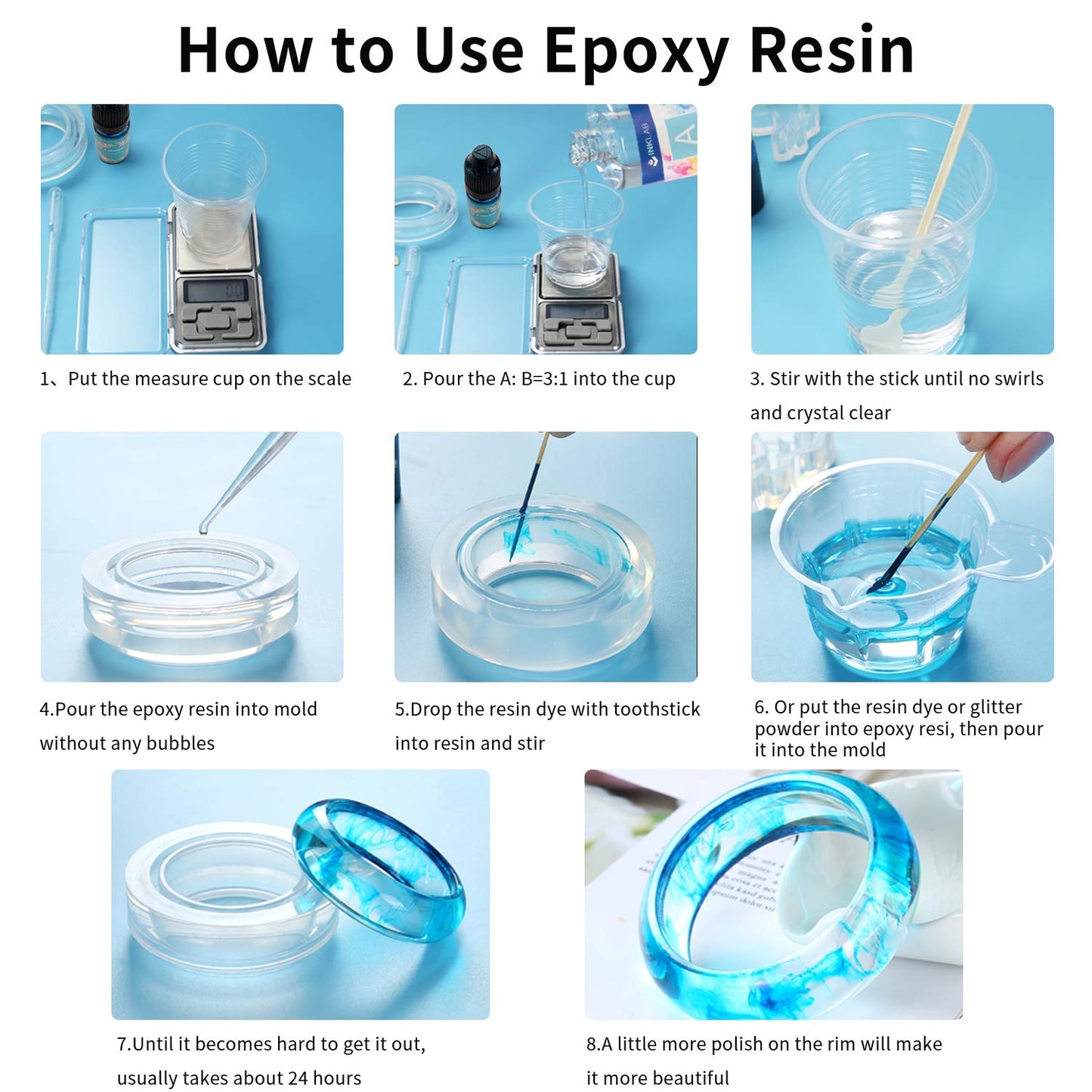 INK LAB Epoxy Resin Kit 960ml/32oz Clear Crystal Resin Kits for Beginners Casting Resin Kit for Crafts Jewelry Making with Measuring Cups Sticks Gloves