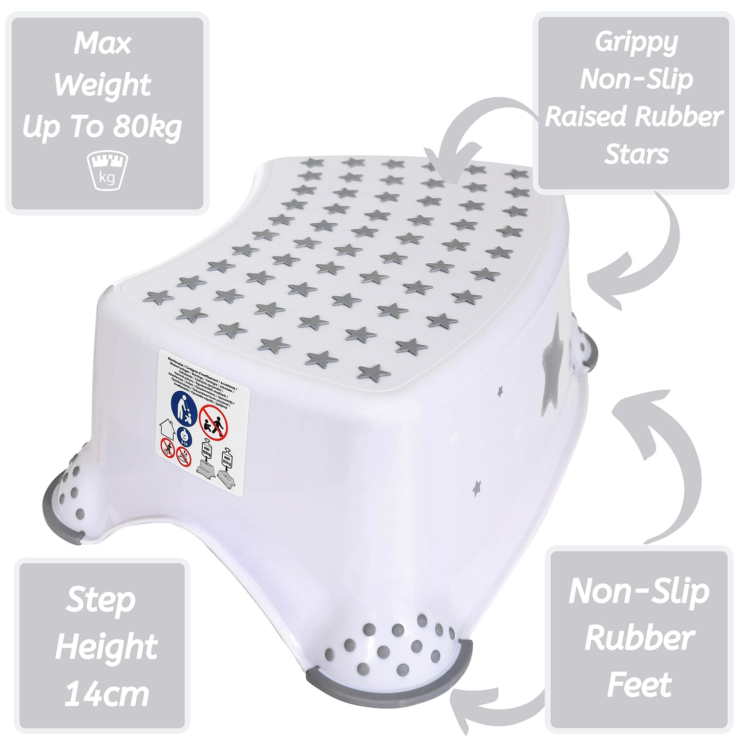 Babycurls Little Journey Toilet Training Kids Non Slip Up Step Stool + Toilet Training Seat Combo Unisex White for Safe Toddler Loo Potty Training in The Bathroom and Home