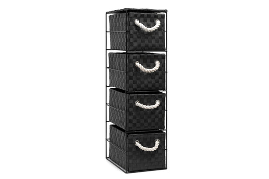 Arpan Black 4-Drawer Storage Unit Ideal for Home/Office/Bedrooms (4-Drawer 18x25x65cm) 4-Drawer 18x25x65cm