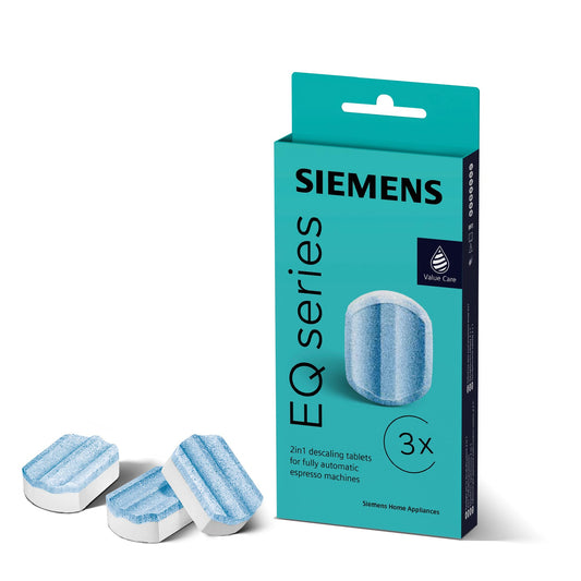 Siemens Descaling Tablets TZ80002A, Removes Limescale and Protects Against Corrosion, Original Accessories, Suitable for EQ Series Coffee Machines, Built-in Machines, White, (Pack of 3) 1 Pack 3 descaling tablets with conventional formula (TZ80002A)