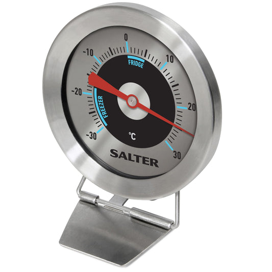 Salter 517 SSCR Fridge Thermometer – Stainless Steel Large Dial Temperature Gauge, Waterproof Freezer Thermometer, Easy Read, Hang Up Or Stand, Temp. Range -30 To 30°C, Safe Food Zones Markers Single