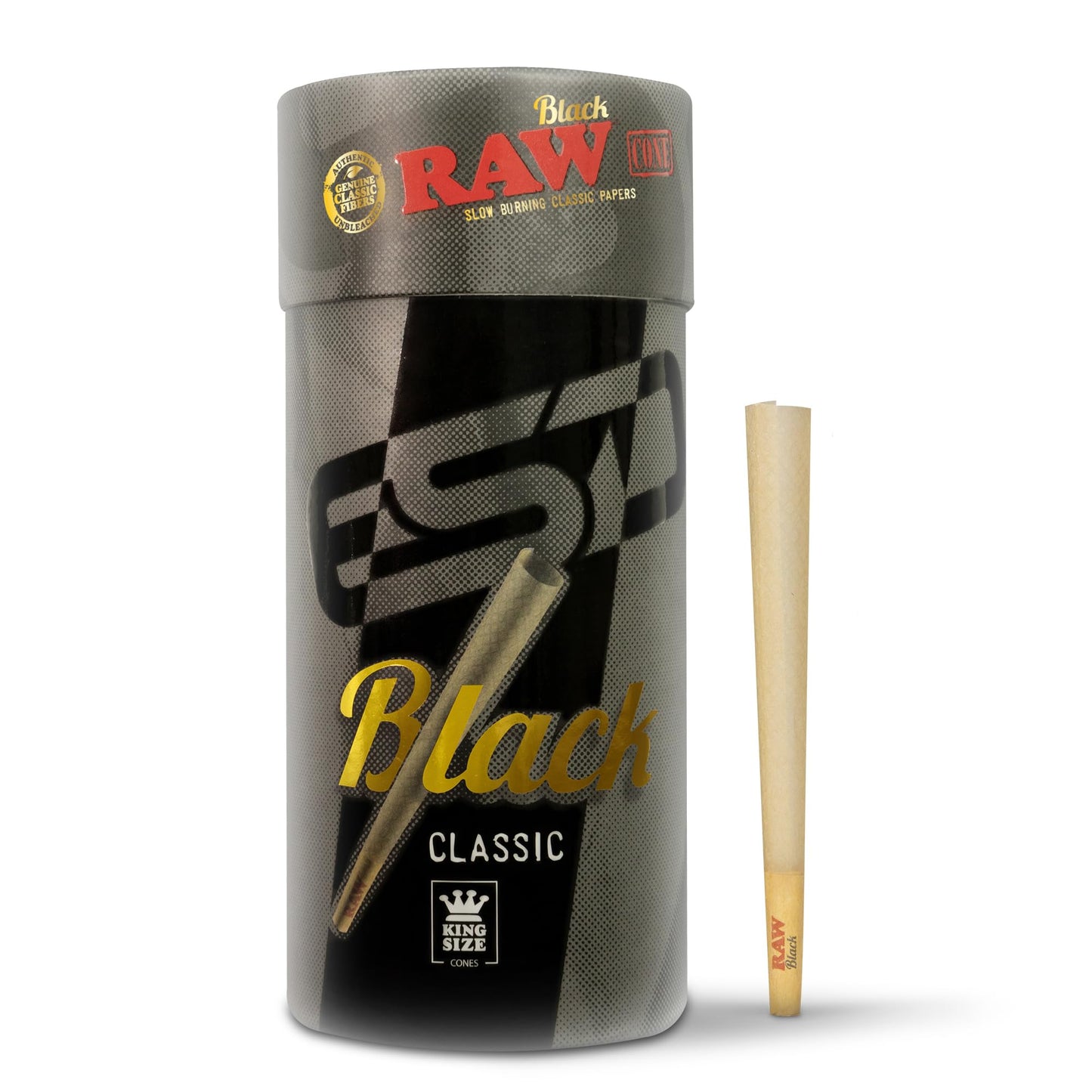 RAW Black Cones King Size | 100 Pack | Natural Pre Rolled Rolling Paper Pressed Extra Fine for Thin, Slow Burning, Naturally Translucent Paper with Tips & Packing Tubes Included Black King Size 100.0