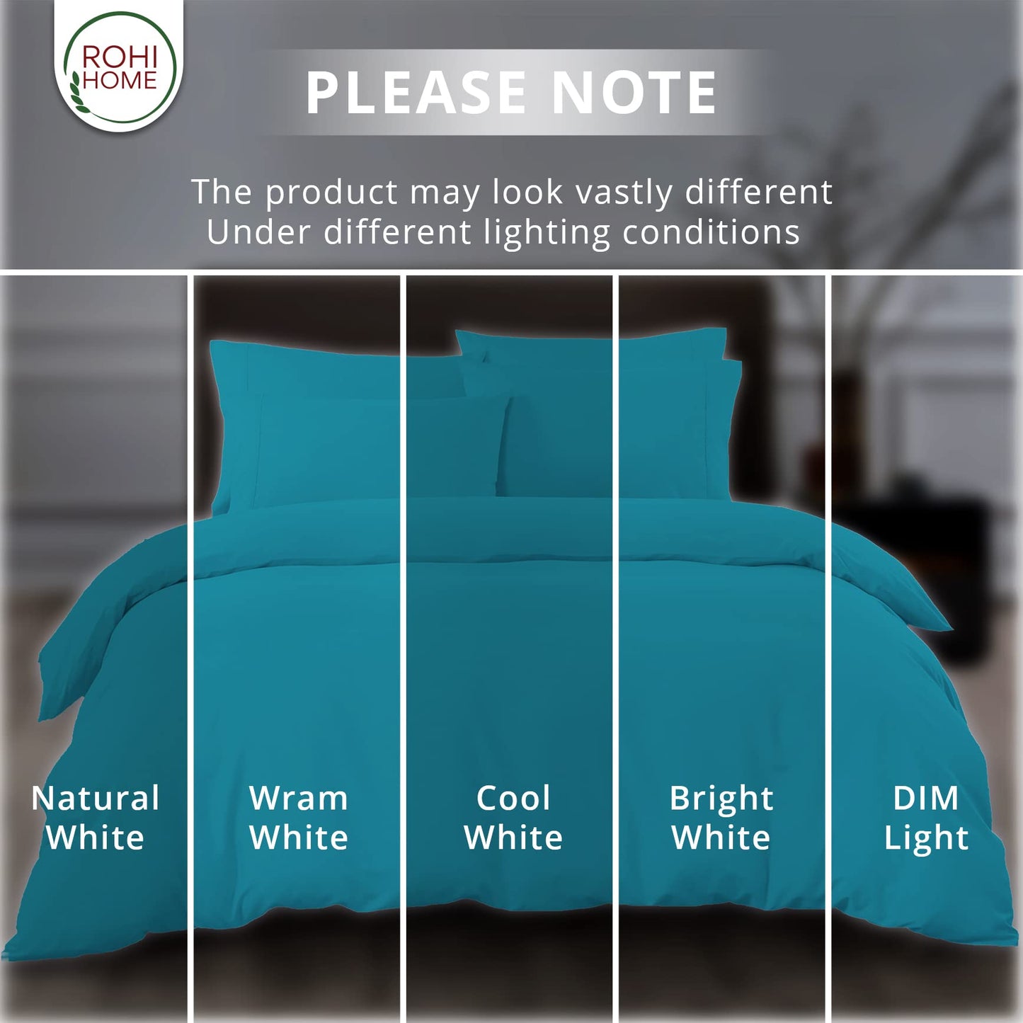 Rohi Easy Care plain King Size Duvet Cover set – Soft & Breathable Teal Bedding Set – Button Closure – Anti Allergy Quilt Cover Set with Pillowcases (King, Teal)