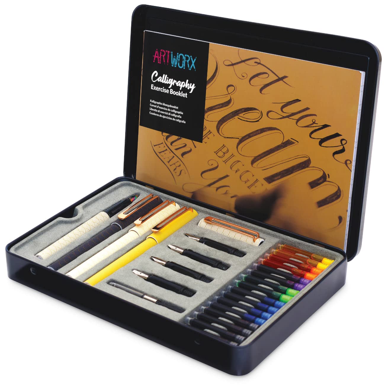 Artworx Calligraphy Pen Set - With Guide Book and Practice Paper - Caligraphy Beginners Set - Art and Crafts For Adults