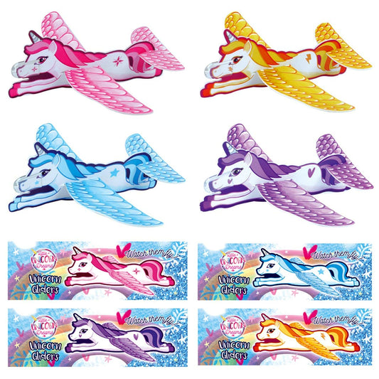 Henbrandt 24 x Unicorn Gliders Perfect For Kids/Girls Party Loot Goody Bags - Mix Of Colours Multicolor