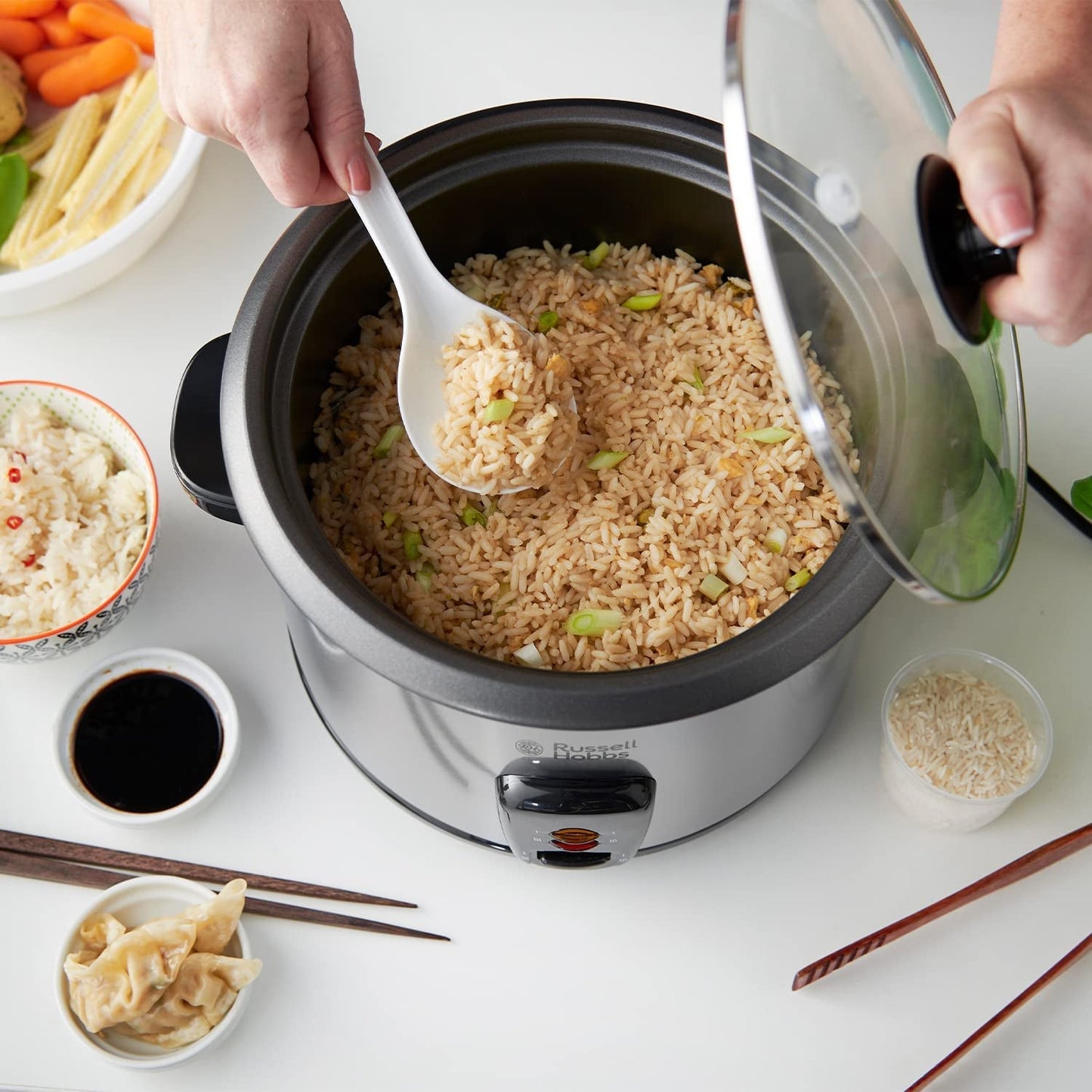 Electric Rice Cooker & Steamer - 1.8L (10 Cup) Keep Warm Function, Removable Non Stick Bowl, Easy to Clean, Steamer Basket, Measuring Cup & Spoon Inc, Energy Saving, 700W, 19750